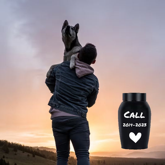 Personalized black pet urn memorial lifestyle