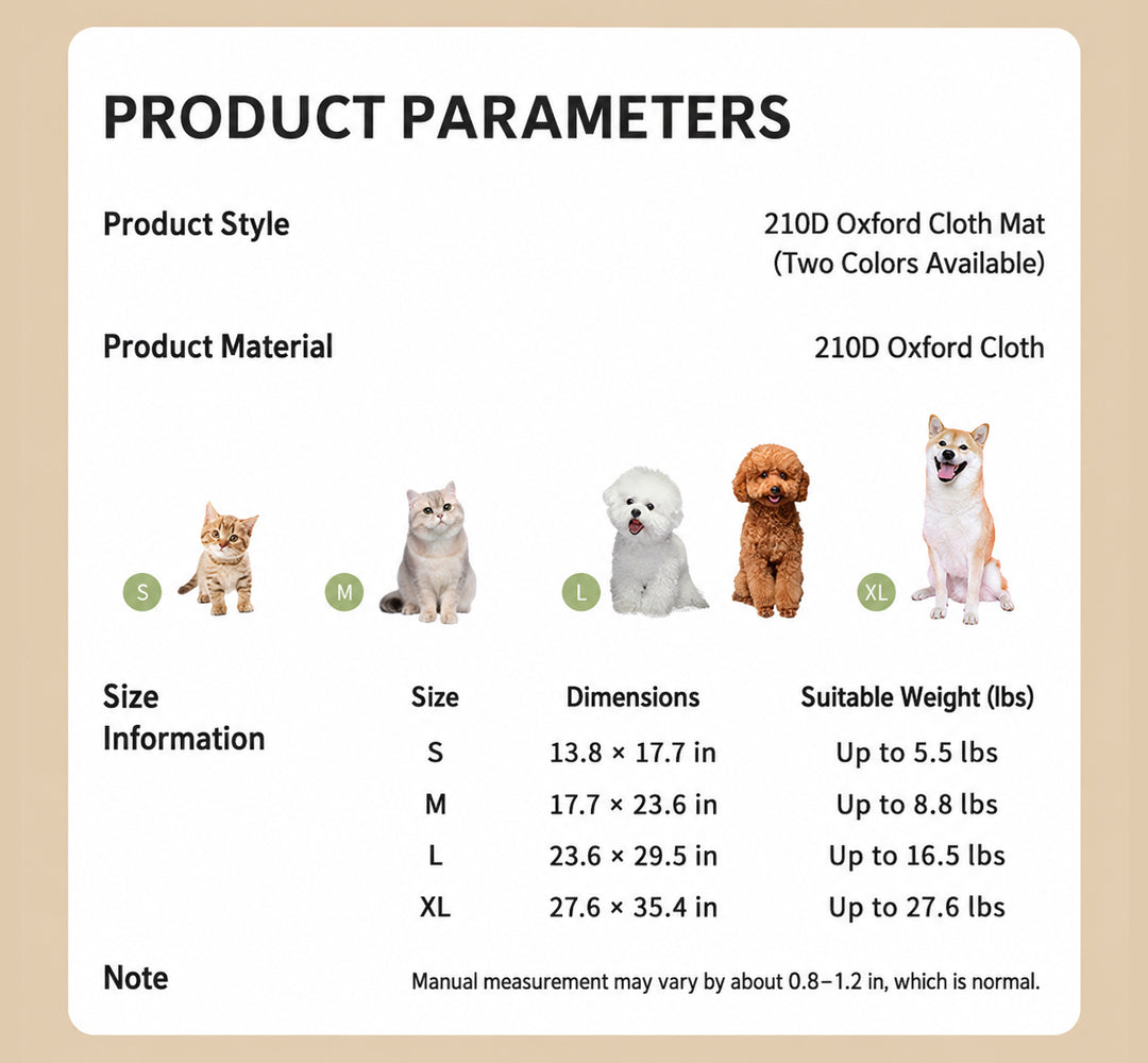 Summer Cooling Oxford Fabric Pet Bed for Cats and Small to Medium Dogs