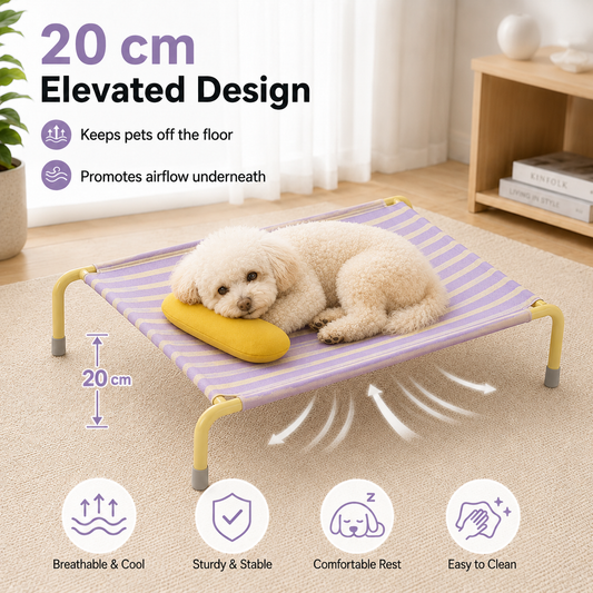 Cooling Elevated Dog Bed for Small Dogs, Breathable Mesh Raised Pet Cot, Lightweight Indoor Outdoor Puppy Bed