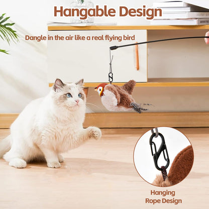 Flappy Bird Cat Toy for Indoor Cats, Chirping Flapping Wings Bird, Interactive Catnip Toys, Plush Kitten Exercise Toys