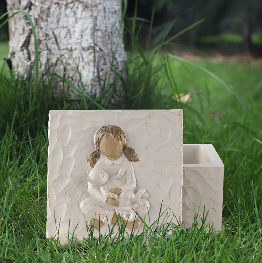 Pet Memorial Urn Box - Resin Dog or Cat Keepsake Ashes Storage