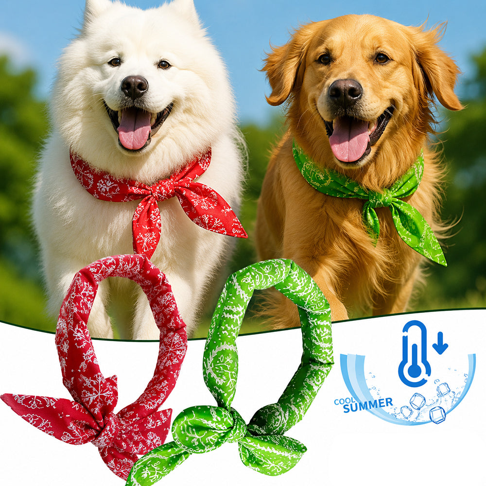 Cooling Dog Bandana with Ice Beads – Reusable Summer Neck Scarf