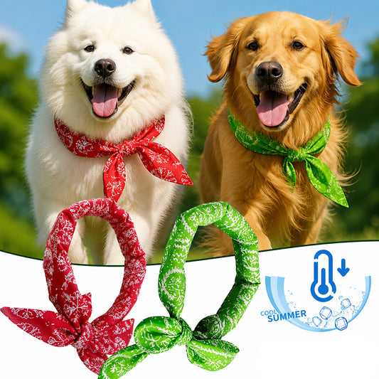 Cooling Dog Bandana with Ice Beads – Reusable Summer Neck Scarf