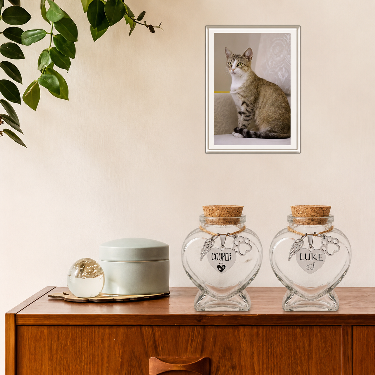 Pet keepsake jars home display