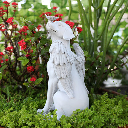Side view of the winged dog memorial garden statue