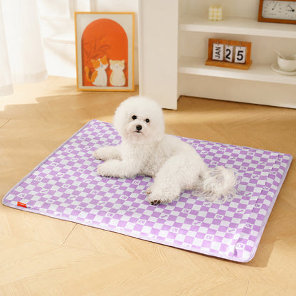 Checkered Pet Cooling Gel Mat - Durable Oxford Dog Pad