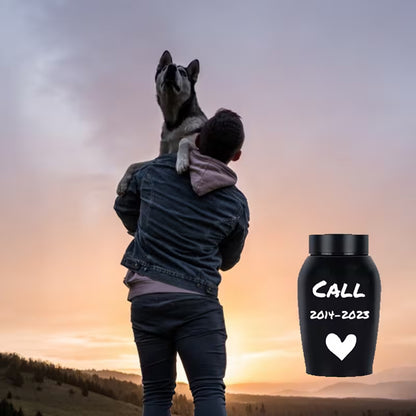 Personalized black pet urn memorial lifestyle