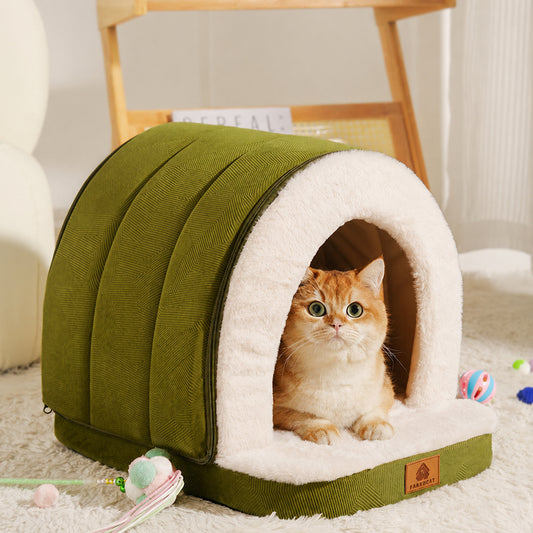 Warm Three-Sided Pet Bed for Cats and Dogs All-Season Sleeping Mat