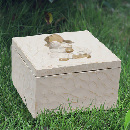 Pet Memorial Urn Box - Resin Dog or Cat Keepsake Ashes Storage