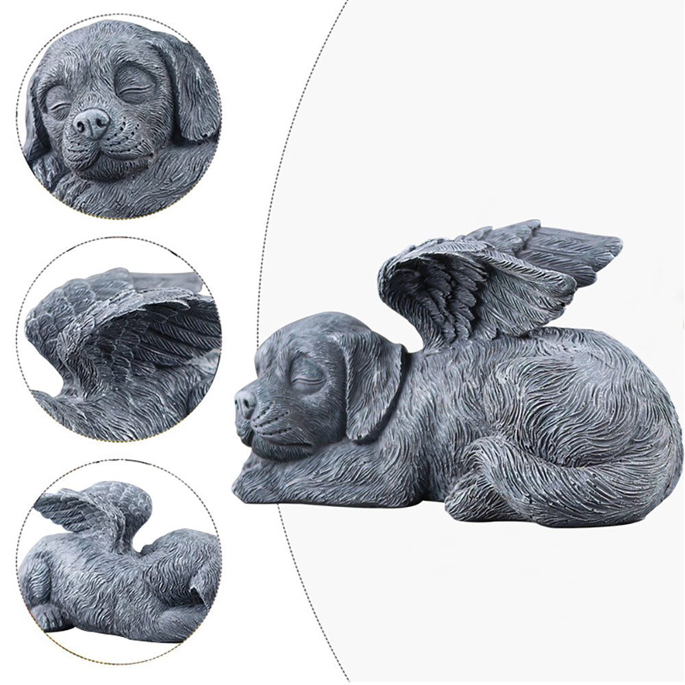 Sleeping Angel Pet Memorial Statue – Winged Dog or Cat Garden Ornament