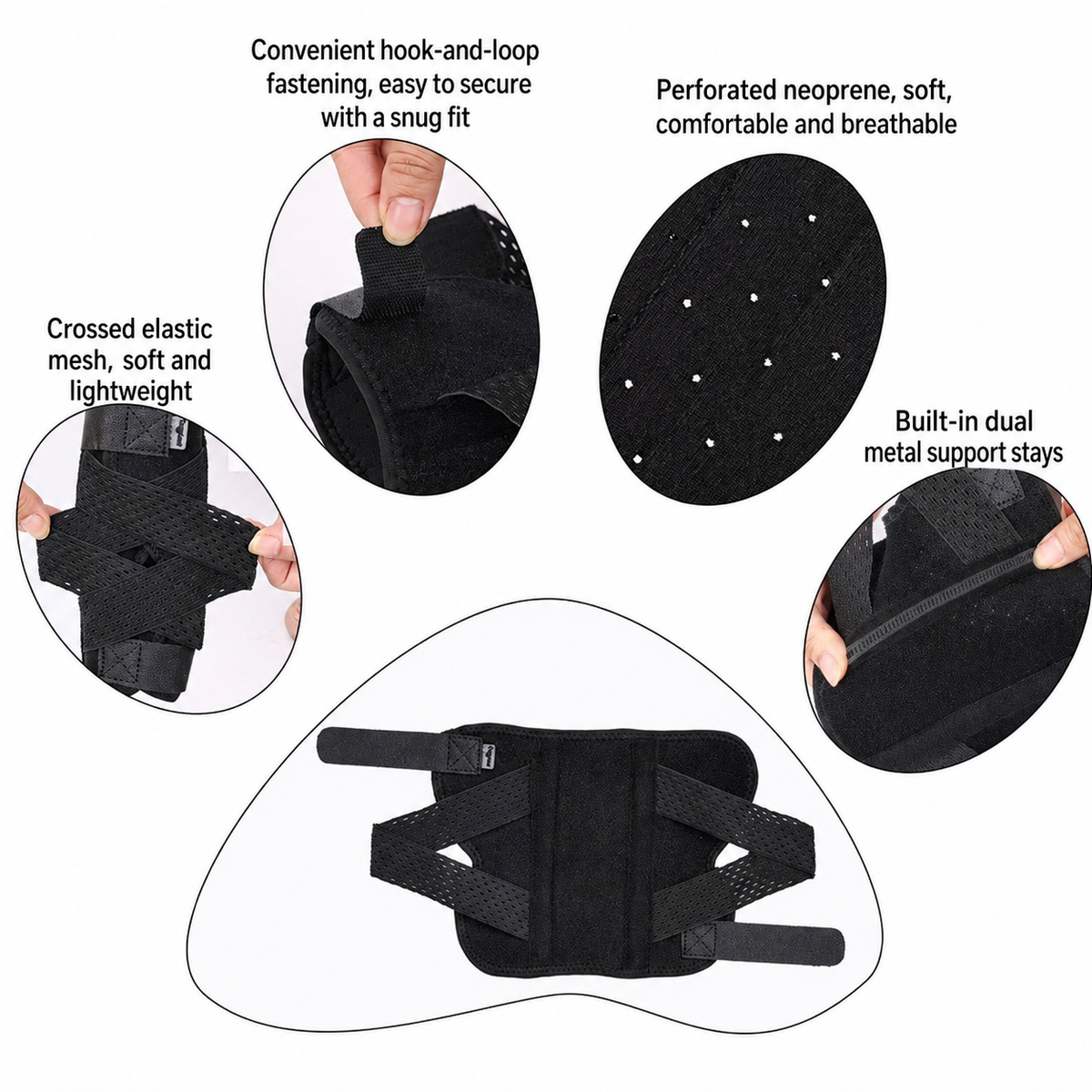 Dog leg brace detail features