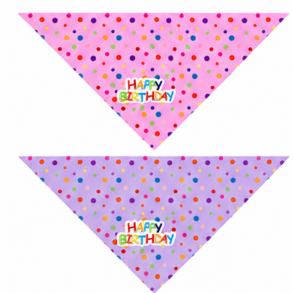 Happy Birthday polka dot pet bandana options