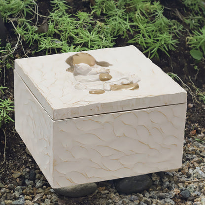 Pet Memorial Urn Box - Resin Dog or Cat Keepsake Ashes Storage