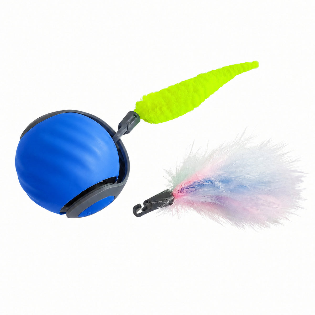 Interactive Cat Ball Toy Self Rolling Ball with Tail Anti-Scratch for Bored Indoor Cat Chasing Obstacle Avoidance Smart Cat Toy