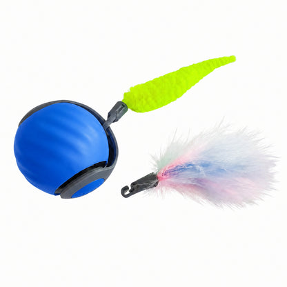 Interactive Cat Ball Toy Self Rolling Ball with Tail Anti-Scratch for Bored Indoor Cat Chasing Obstacle Avoidance Smart Cat Toy
