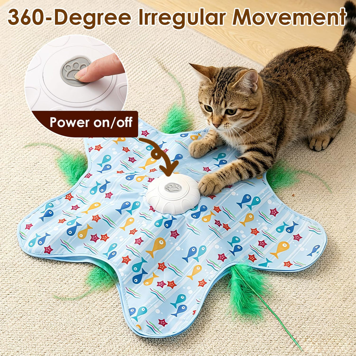 Electric Cat Turntable Pet Toy, Self-Entertainment Boredom Relief Gadgetwith Auto Start/Stop Function, Intelligent Cat Teaser with Butterfly Motionfor Exercise, Suitable as a Gift for Global Holidays
