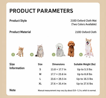 Summer Cooling Oxford Fabric Pet Bed for Cats and Small to Medium Dogs
