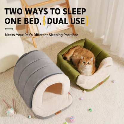 Warm Three-Sided Pet Bed for Cats and Dogs All-Season Sleeping Mat