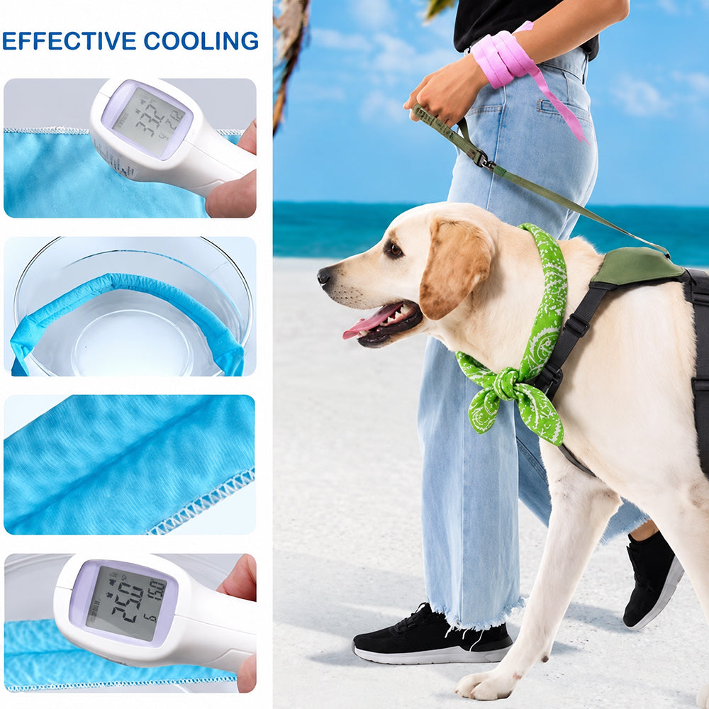 Cooling Dog Bandana with Ice Beads – Reusable Summer Neck Scarf