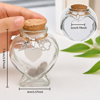 Heart glass pet memorial jar dimensions