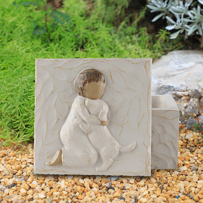Pet Memorial Urn Box - Resin Dog or Cat Keepsake Ashes Storage