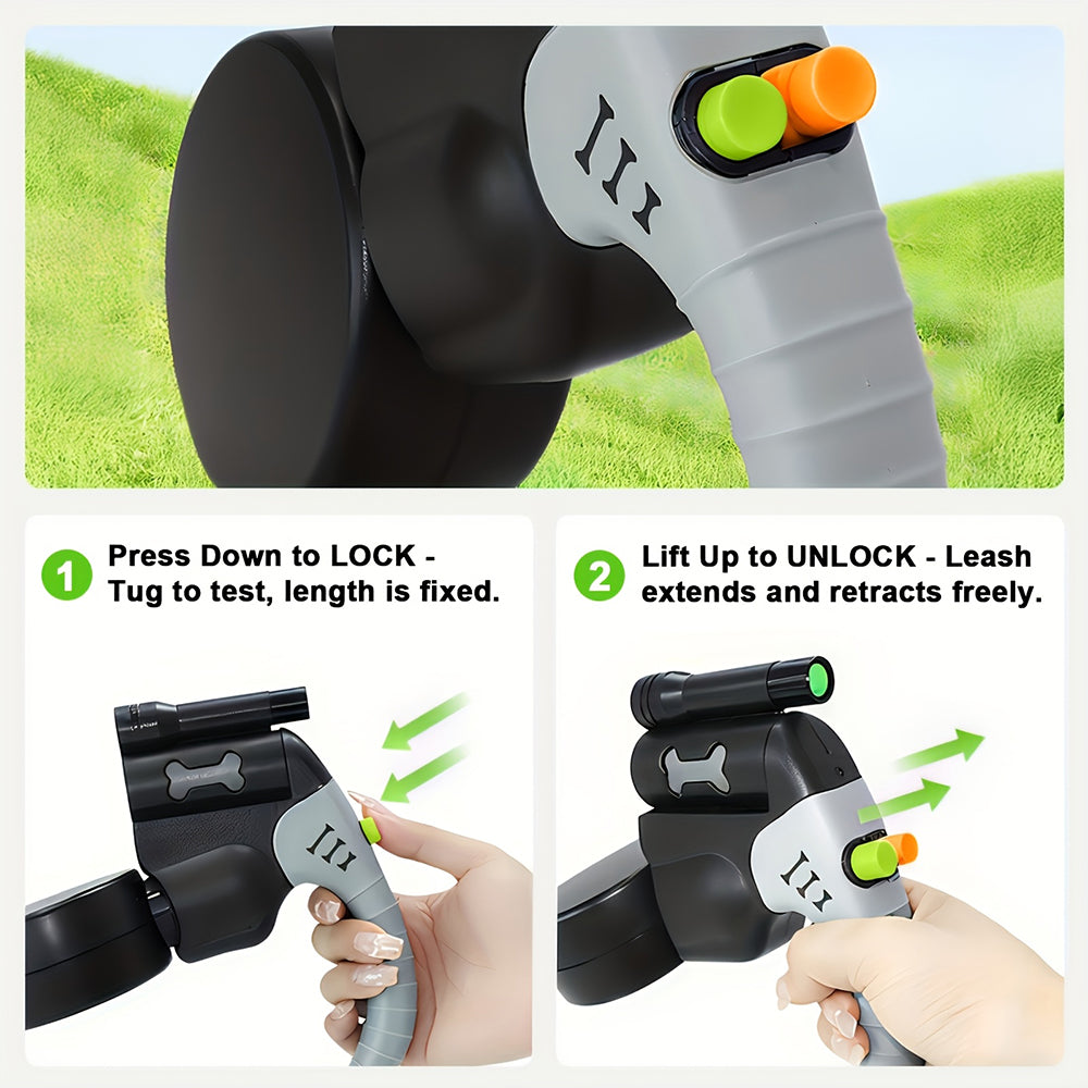 Leash lock and unlock instructions