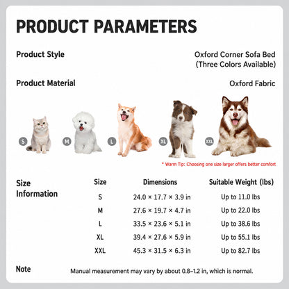 Washable L-Shaped Dog Sofa Bed for Large Dogs Waterproof All-Season Pet Bed