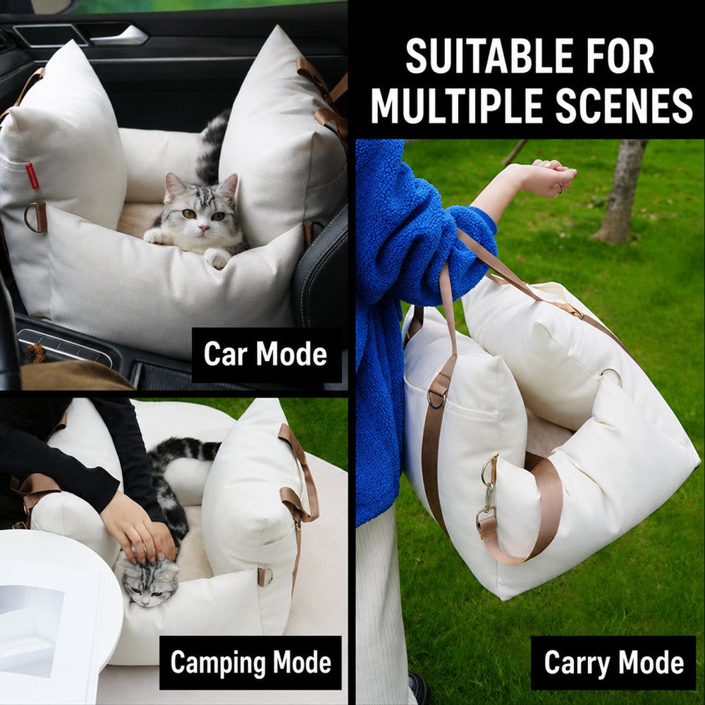 Portable Car Pet Bed for Small Dogs and Cats All-Season Travel Cushion