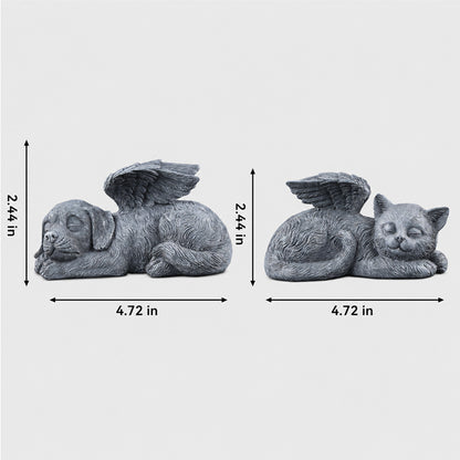Sleeping Angel Pet Memorial Statue – Winged Dog or Cat Garden Ornament