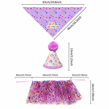 Pet birthday outfit set dimensions