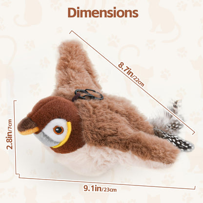 Flappy Bird Cat Toy for Indoor Cats, Chirping Flapping Wings Bird, Interactive Catnip Toys, Plush Kitten Exercise Toys
