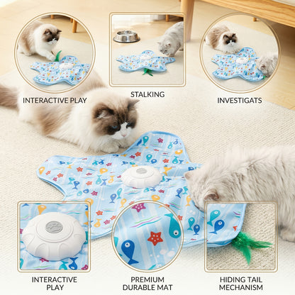 Electric Cat Turntable Pet Toy, Self-Entertainment Boredom Relief Gadgetwith Auto Start/Stop Function, Intelligent Cat Teaser with Butterfly Motionfor Exercise, Suitable as a Gift for Global Holidays