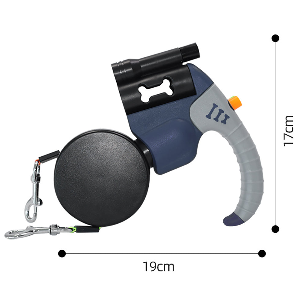 Blue-gray dual retractable dog leash