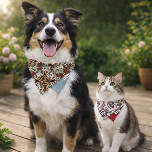 Flower Print Pet Bandana Collar Soft Cotton Scarf for Cats and Dogs