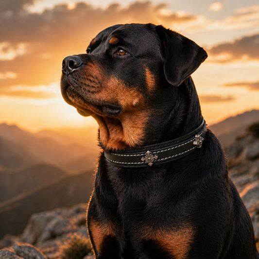 Furbaby™ Punk Cross Leather Dog Collar & Leash Set