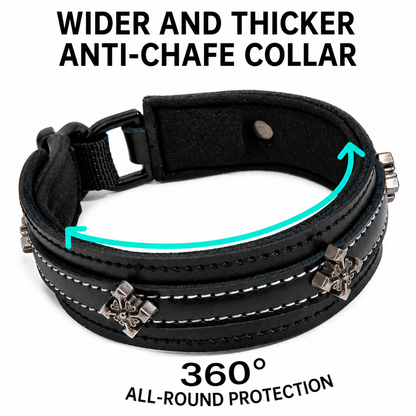 Furbaby™ Punk Cross Leather Dog Collar & Leash Set