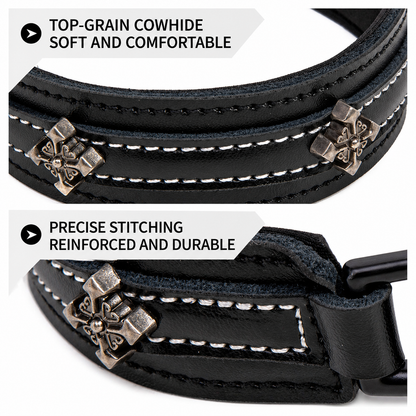 Furbaby™ Punk Cross Leather Dog Collar & Leash Set