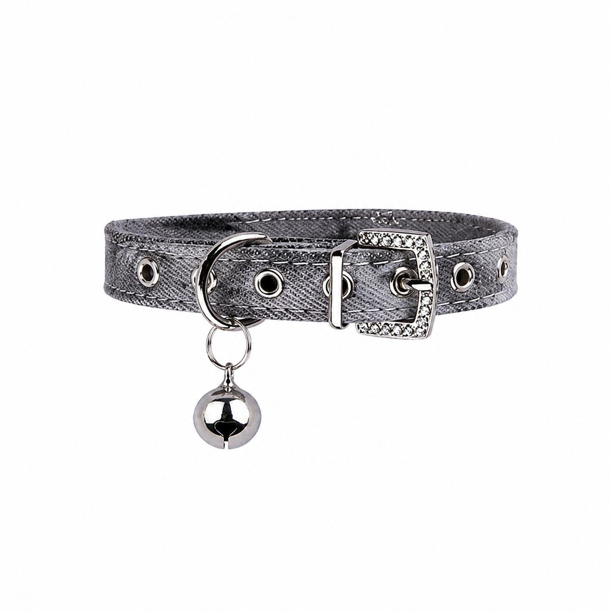 Furbaby™ Luxury Denim Pet Collar with Crystal Buckle & Bell