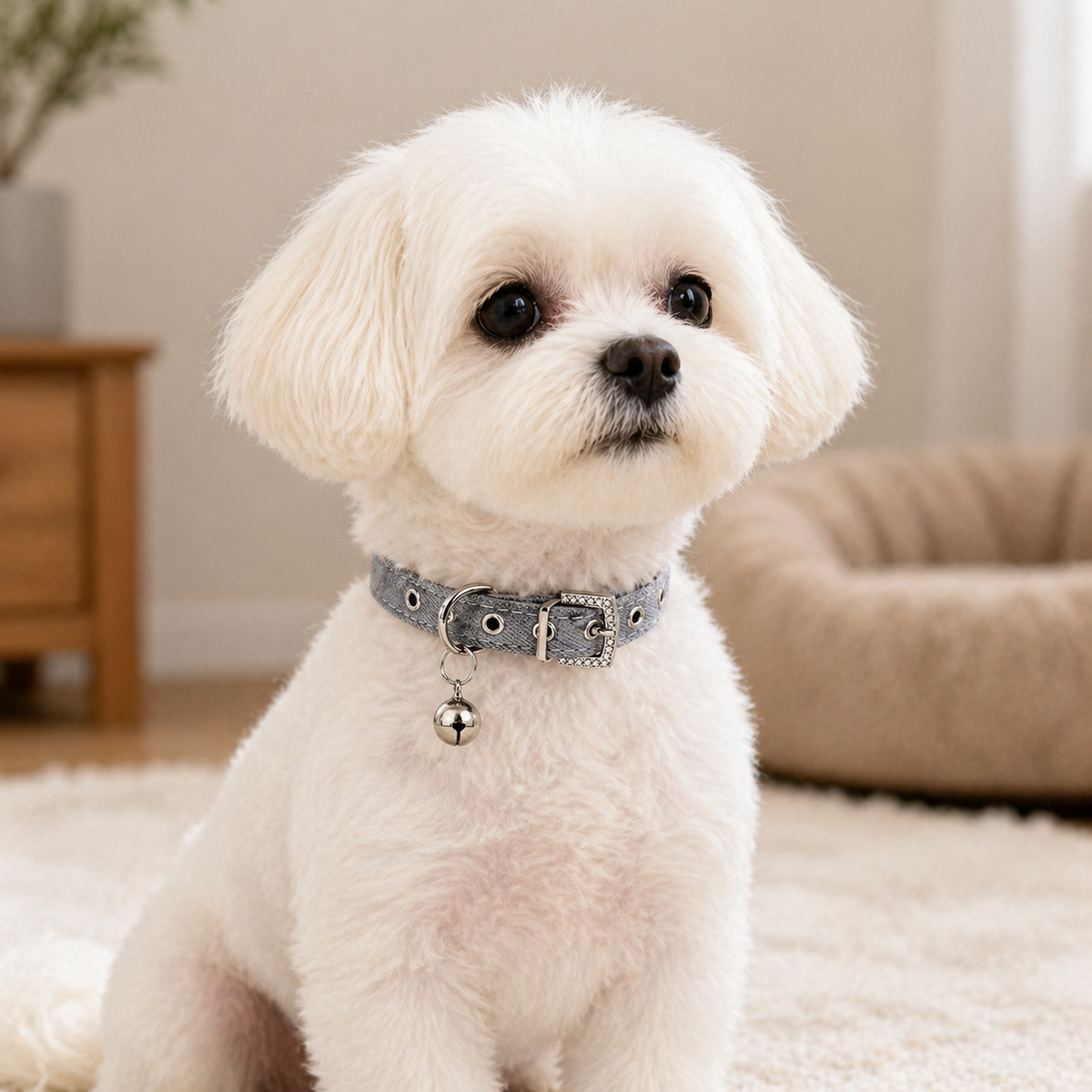 Furbaby™ Luxury Denim Pet Collar with Crystal Buckle & Bell