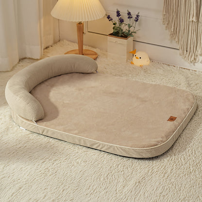 Khaki foam pet mat with crescent pillow
