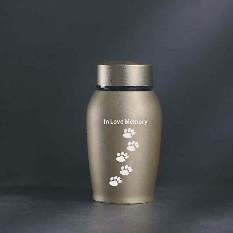 Matte gold metal pet ashes urn