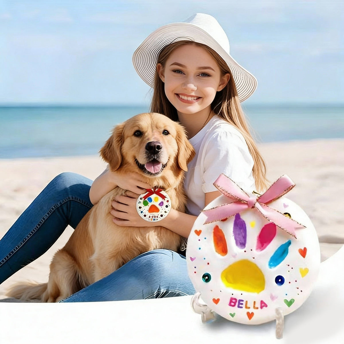 Multicolor pet paw print clay keepsake kit