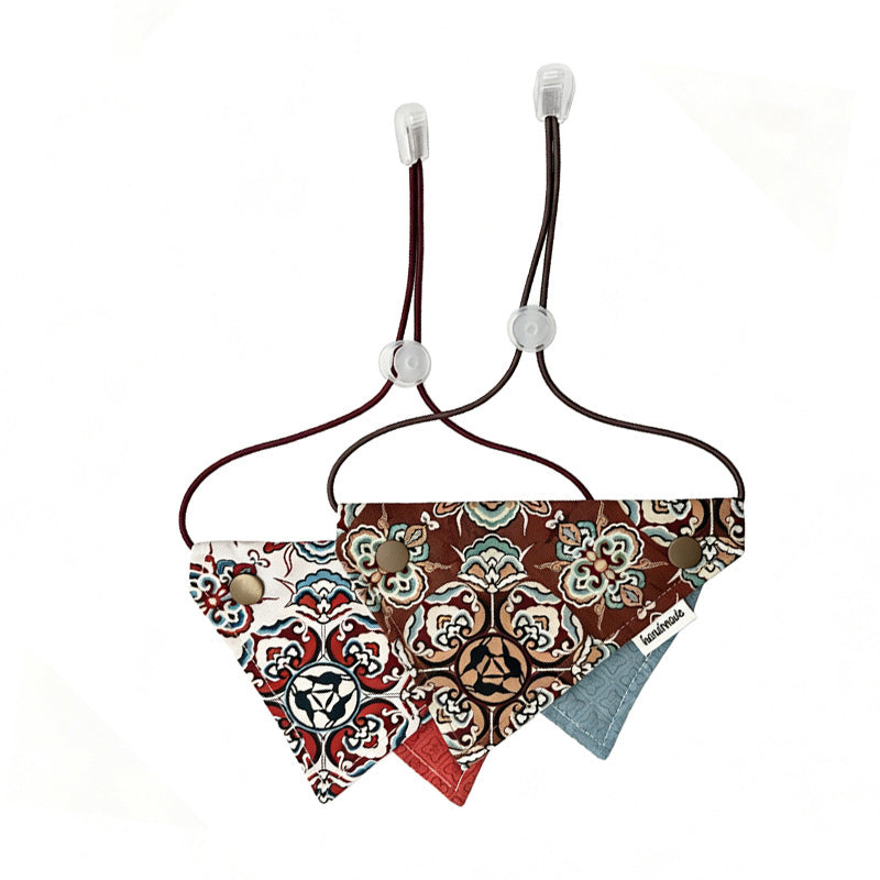 Flower Print Pet Bandana Collar Soft Cotton Scarf for Cats and Dogs