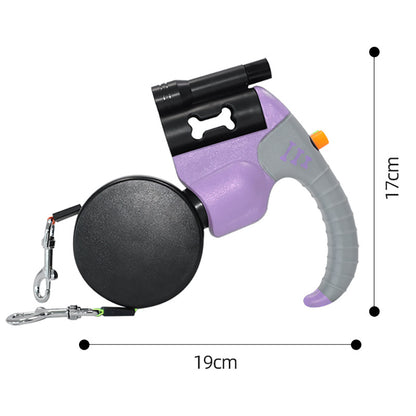 Purple-gray dual retractable dog leash