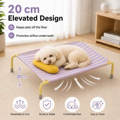 Cooling Elevated Dog Bed for Small Dogs, Breathable Mesh Raised Pet Cot, Lightweight Indoor Outdoor Puppy Bed