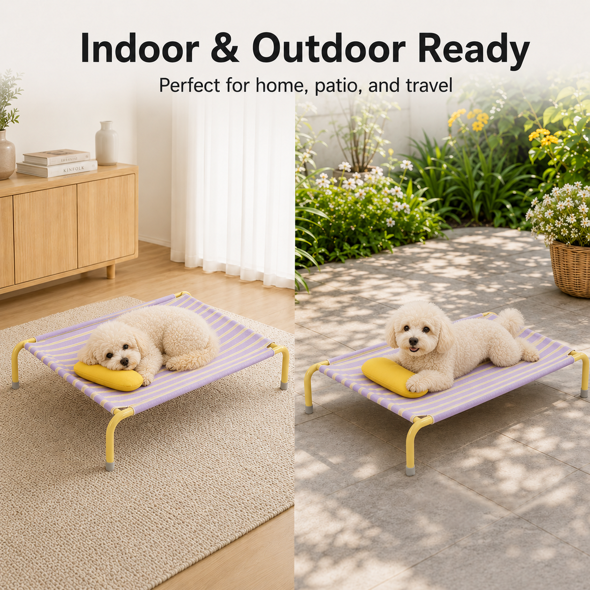 Cooling Elevated Dog Bed for Small Dogs, Breathable Mesh Raised Pet Cot, Lightweight Indoor Outdoor Puppy Bed