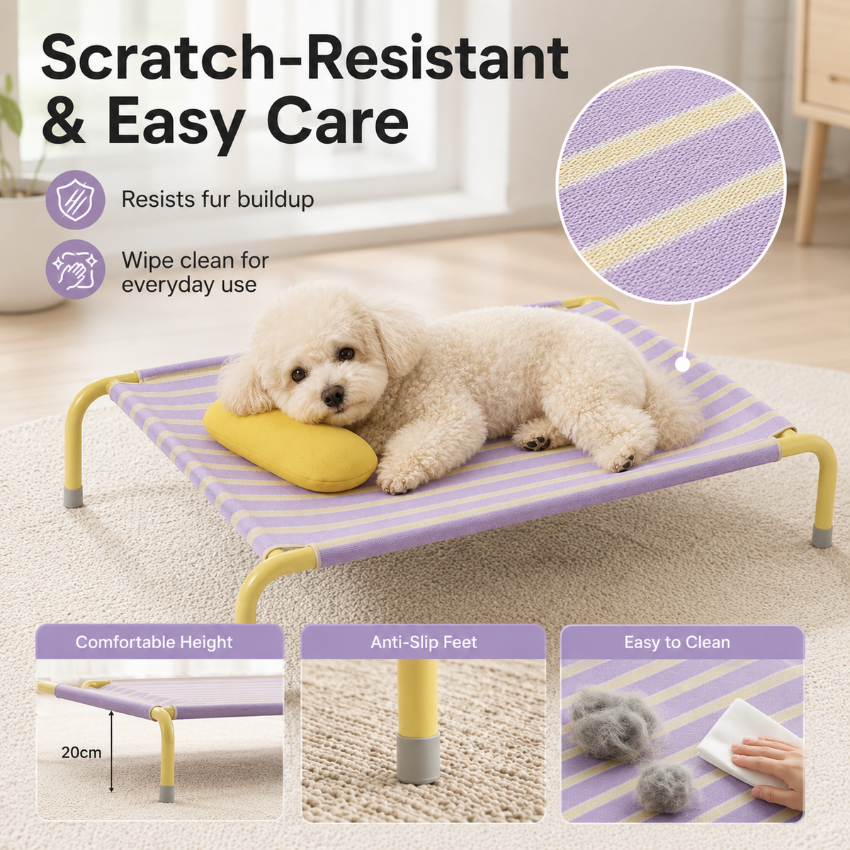Cooling Elevated Dog Bed for Small Dogs, Breathable Mesh Raised Pet Cot, Lightweight Indoor Outdoor Puppy Bed