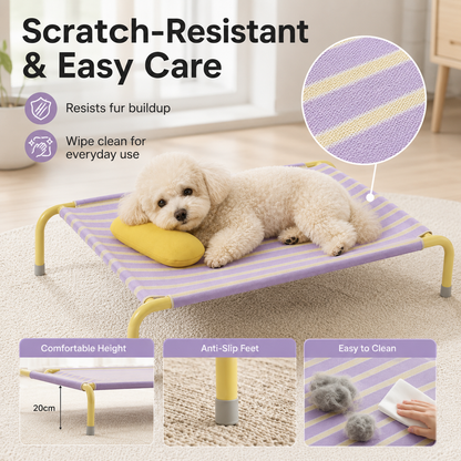 Cooling Elevated Dog Bed for Small Dogs, Breathable Mesh Raised Pet Cot, Lightweight Indoor Outdoor Puppy Bed