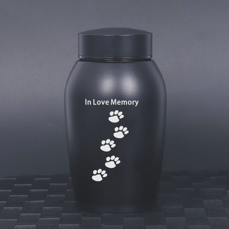 Black metal pet ashes urn
