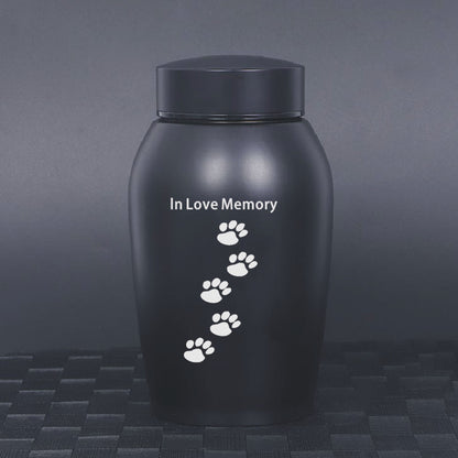Black metal pet ashes urn